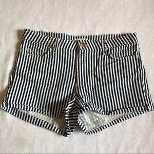 H&M Navy Blue High Rise Striped Shorts